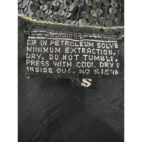Vtg 80s Beaded Sequin Top Sz Small Black Jewel Tones S Mob Wife Festive Glam - Picture 9 of 9